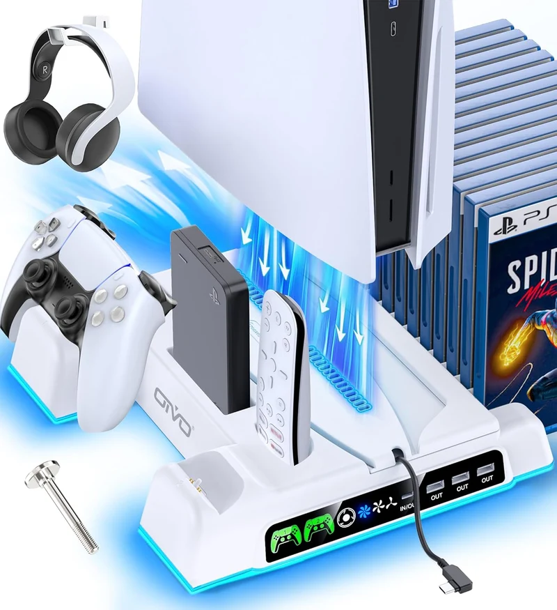 PS5 Cooling Stand With Dual Controller Charger For PS5 Digital & Disc Editions (NG-P5235X-01)