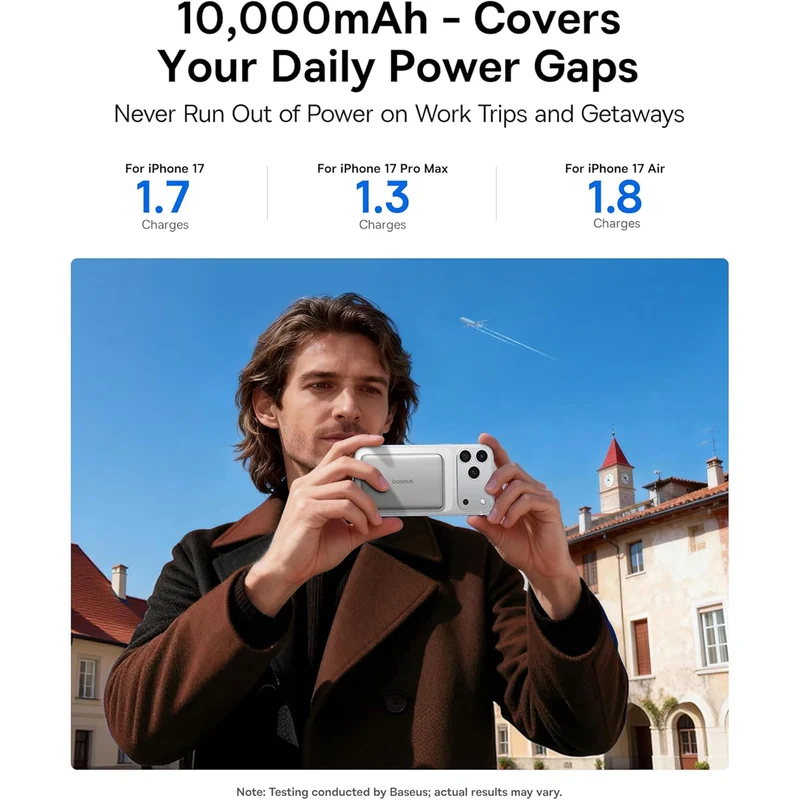 Baseus PicoGo AM41 Ultra-Slim Magnetic Power Bank with Built-in USB-C Cable 10000mAh 27W includes Simple USB-C to USB-C Cable 20V/3A 30cm (Black, Space Gray, Galaxy Natural Titanium, Nebula Pink)