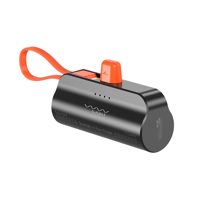 Vyvylabs Q12 Capsule Power Bank 5000mAh Type-C with iP Cable and Stand (Black, White) (VBQ12-BK, VBQ12-WH)