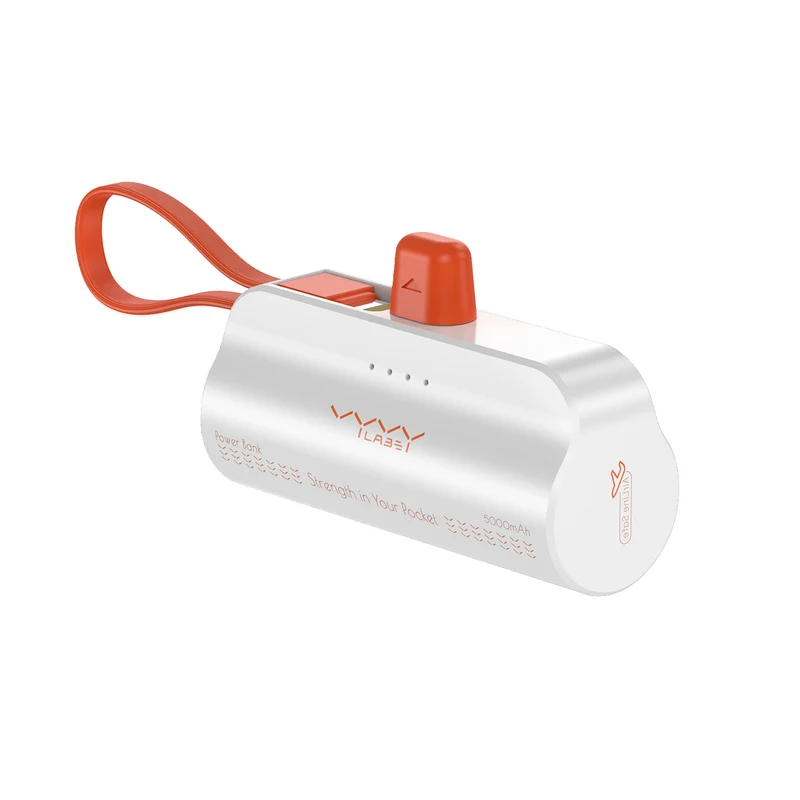 Vyvylabs Q12 Capsule Power Bank 5000mAh Type-C with iP Cable and Stand (Black, White) (VBQ12-BK, VBQ12-WH)