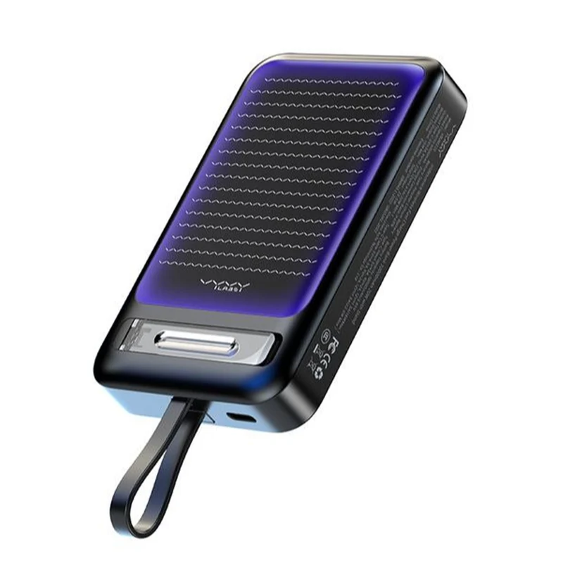 Vyvylabs Iridescence Wireless Fast Charge Power Bank Type-C Edition 10000mAh 20W with Stand (Glazed Black) (VBJM225-BK)