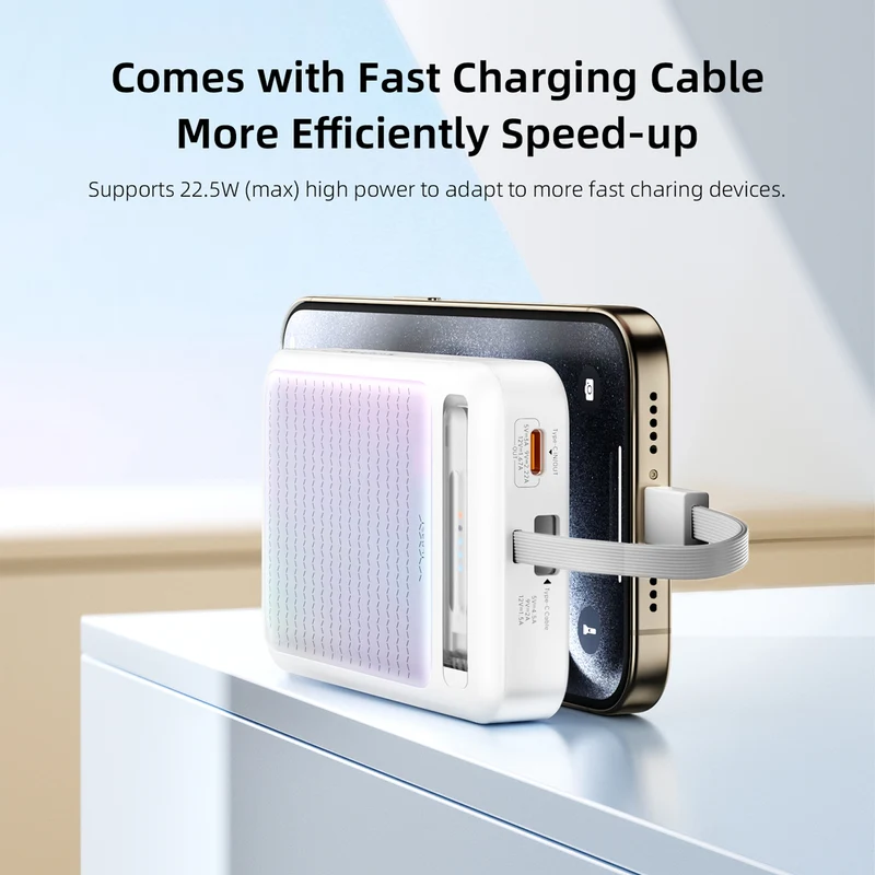 Vyvylabs Iridescence Wireless Fast Charge Power Bank Type-C Edition 10000mAh 20W with Stand (Glazed Black) (VBJM225-BK)