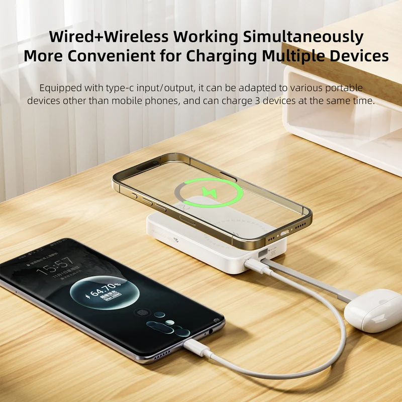Vyvylabs Iridescence Wireless Fast Charge Power Bank Type-C Edition 10000mAh 20W with Stand (Glazed Black) (VBJM225-BK)