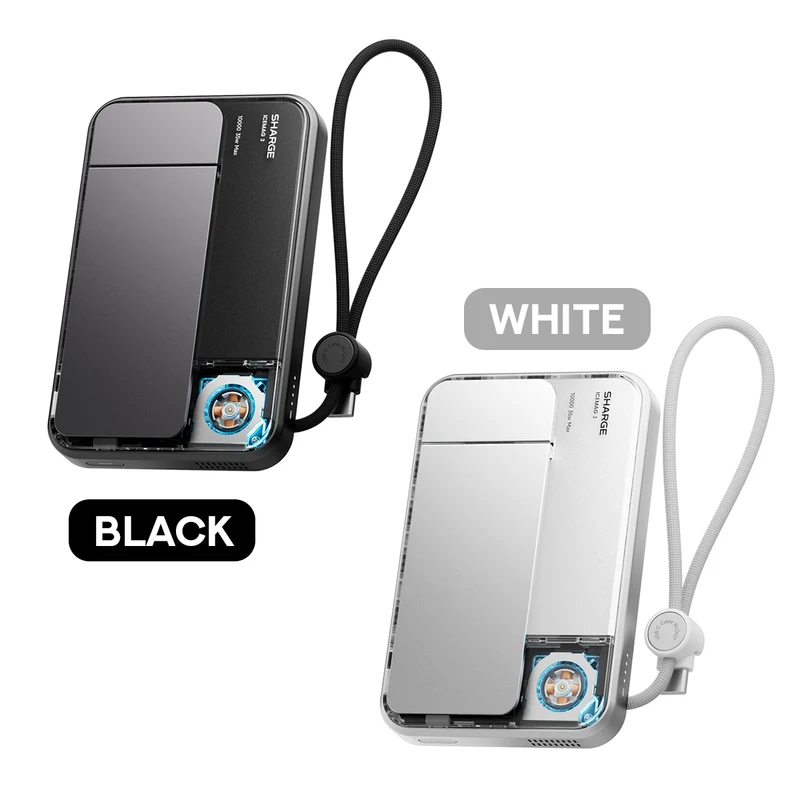 Sharge ICEMAG 3 Power Bank Wireless Charging 10000mAh 35W with Active Cooling (M3) (Black, White)