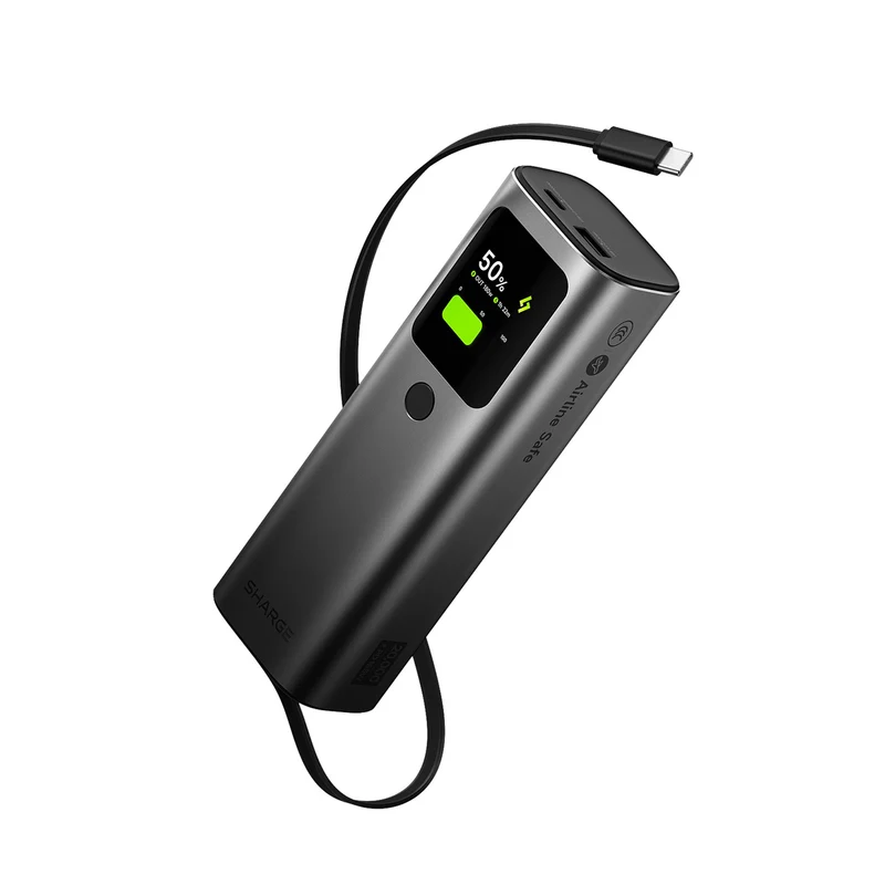 Sharge Retractable 165 Power Bank 20000mAh 165W with Built in cable (Black) (E4)