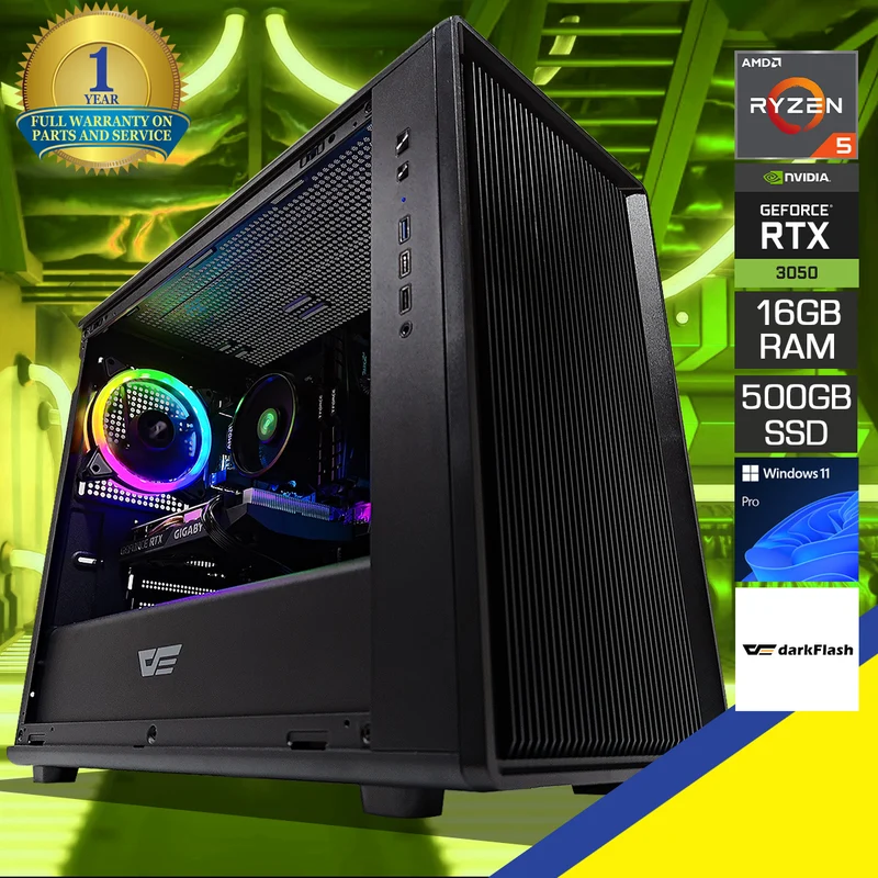 Alpha DB460M Black Desktop Gaming PC | AMD Ryzen 5 5600 | 16GB RAM | 500GB SSD | RTX 3050 | Windows 11 Pro