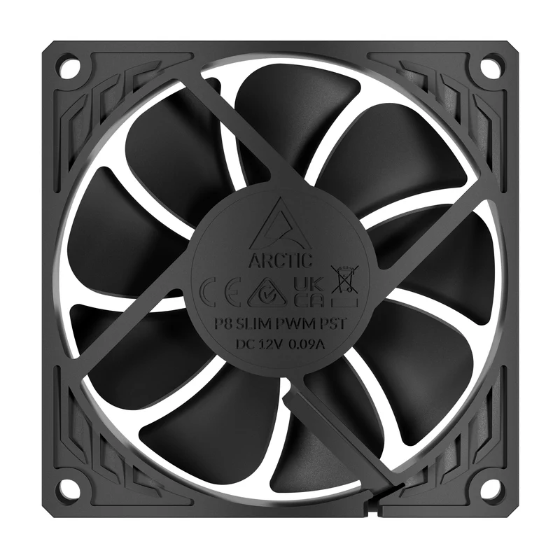 Arctic P8 Slim PWM PST 80mm Low-Profile PWM Fan with Cable Splitter (Black) (ACFAN00295A)