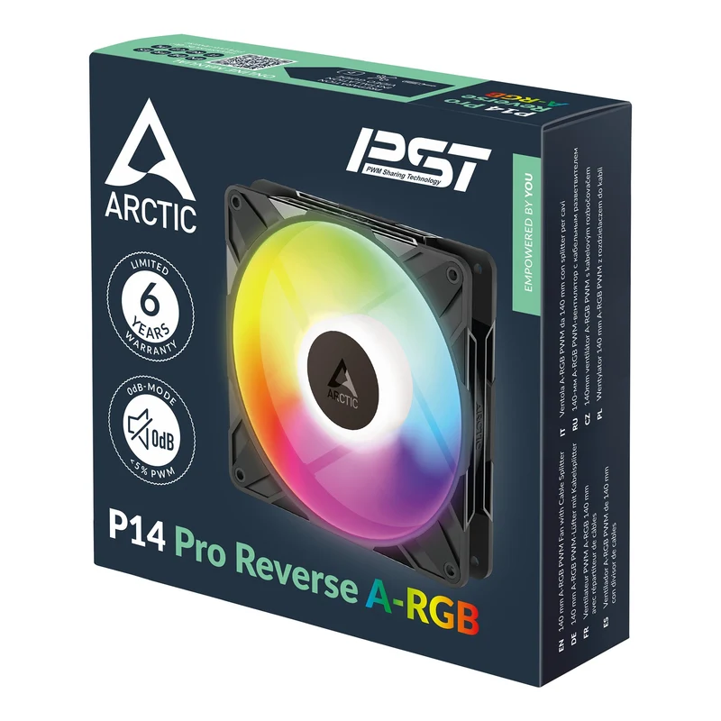 Arctic P14 Pro Reverse 140mm A-RGB PWM Single Fan with Cable Splitter (Black, White) (ACFAN00323A, ACFAN00324A)