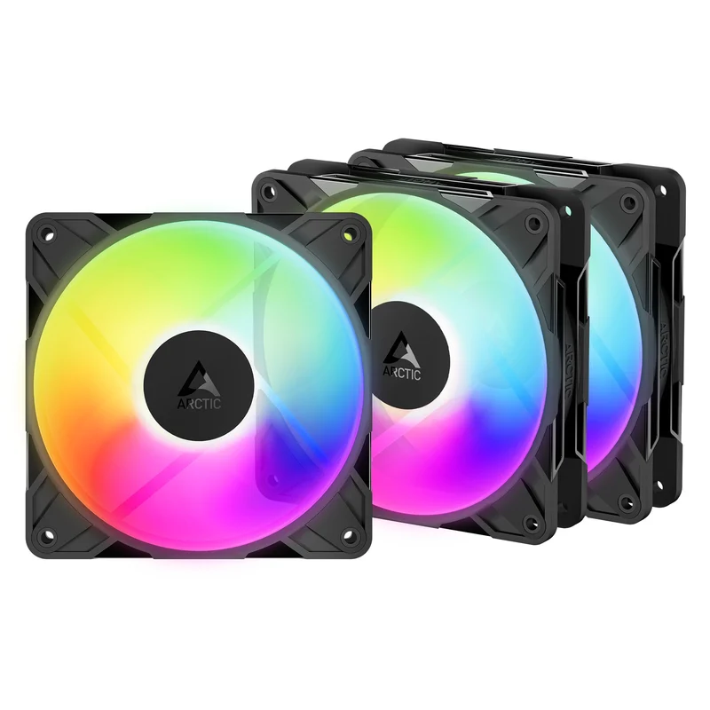 Arctic P12 Pro Reverse 120mm A-RGB PWM 3-Pack Fan with Cable Splitter (Black, White) (ACFAN00333A, ACFAN00334A)