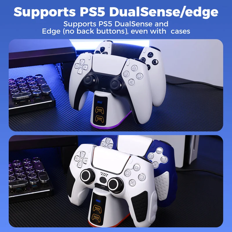 IINE Charging Dock for PS5 Controller w/ Power Level Indicator (White) (L1052)