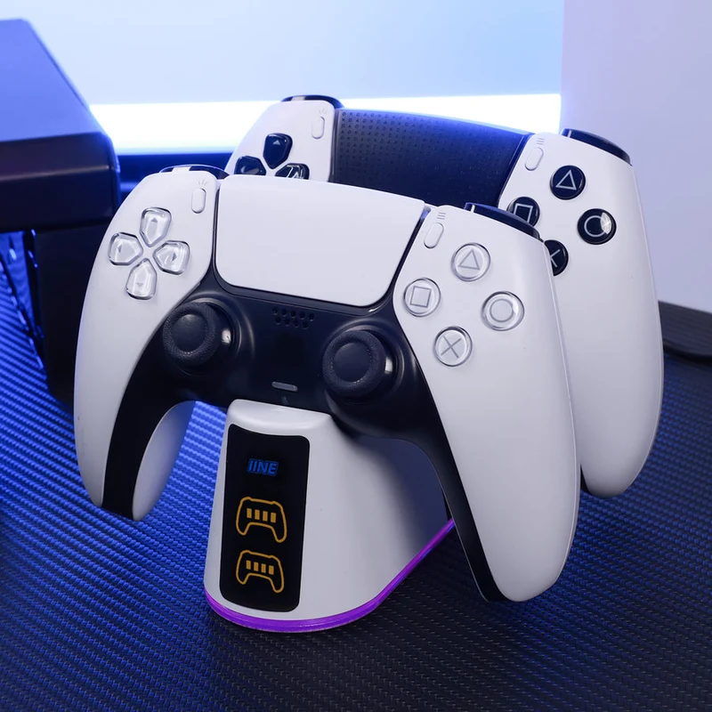 IINE Charging Dock for PS5 Controller w/ Power Level Indicator (White) (L1052)