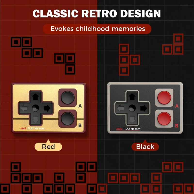 IINE Gamebrick Mini Retro Controller (Classic Grey, Retro Red) (L1161, L1162)