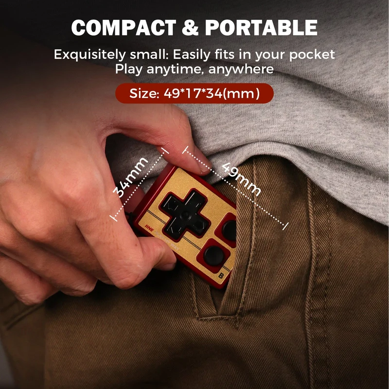 IINE Gamebrick Mini Retro Controller (Classic Grey, Retro Red) (L1161, L1162)
