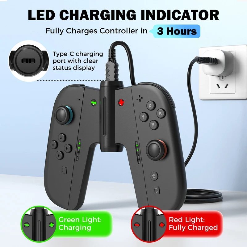 IINE Bridge-Shaped Charging Grip for Nintendo Switch 2 (Black) (L1155)