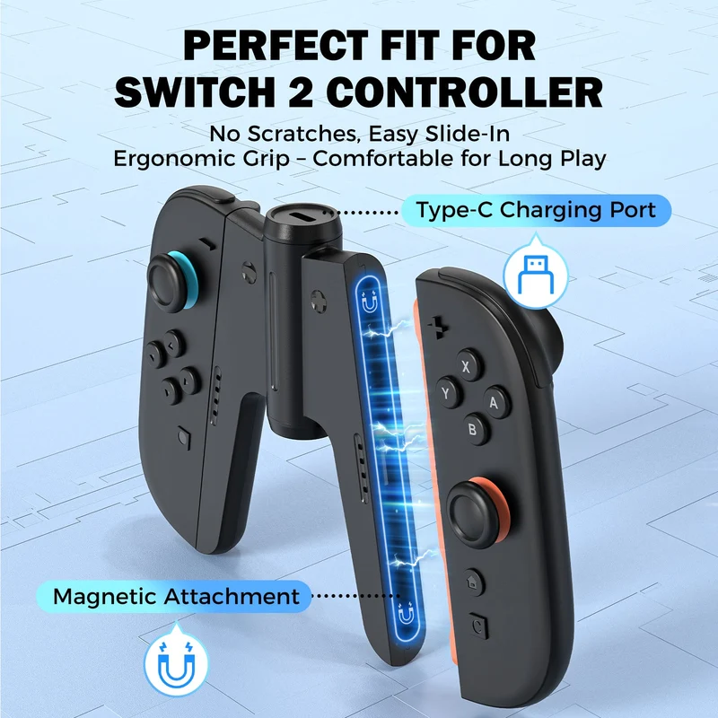 IINE Bridge-Shaped Charging Grip for Nintendo Switch 2 (Black) (L1155)