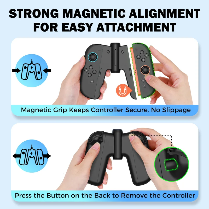 IINE Bridge-Shaped Charging Grip for Nintendo Switch 2 (Black) (L1155)