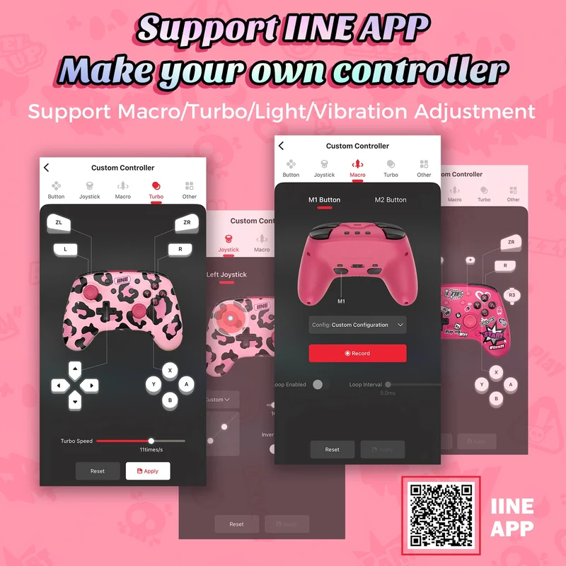 IINE Artemis Leopard Sparkle Wireless Controller with Charging Dock for Nintendo Switch (Pink) (L1021)