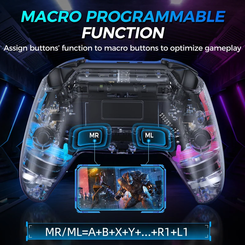 IINE Bastet Wireless Controller for PS4 / PC (Transparent) (L977)