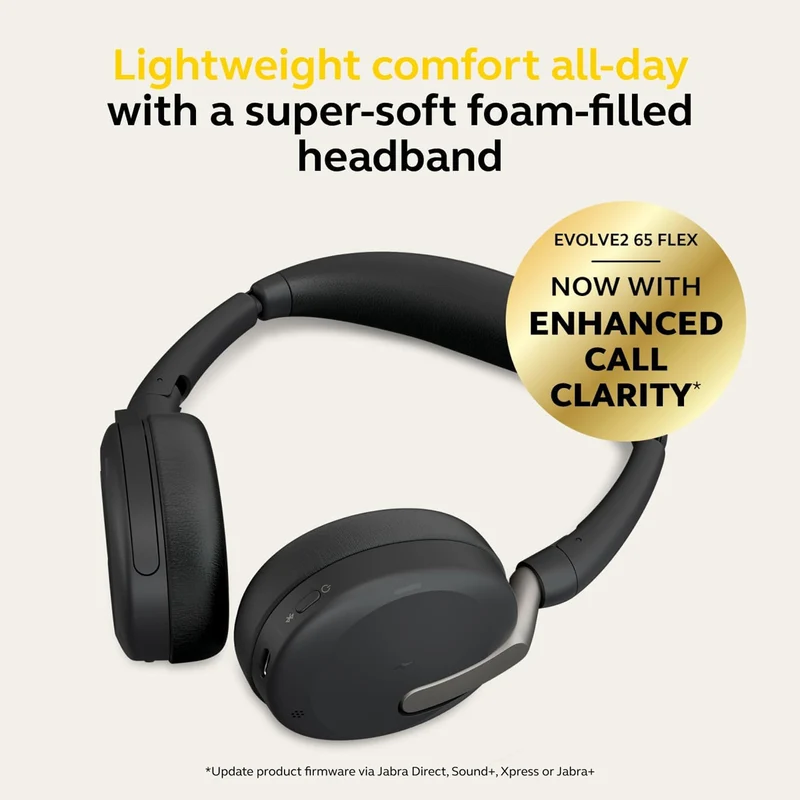 Jabra Evolve2 65 Link380/390A MS Stereo WLC ANC Wireless Foldable Headset w/ Charging Stand (Black)