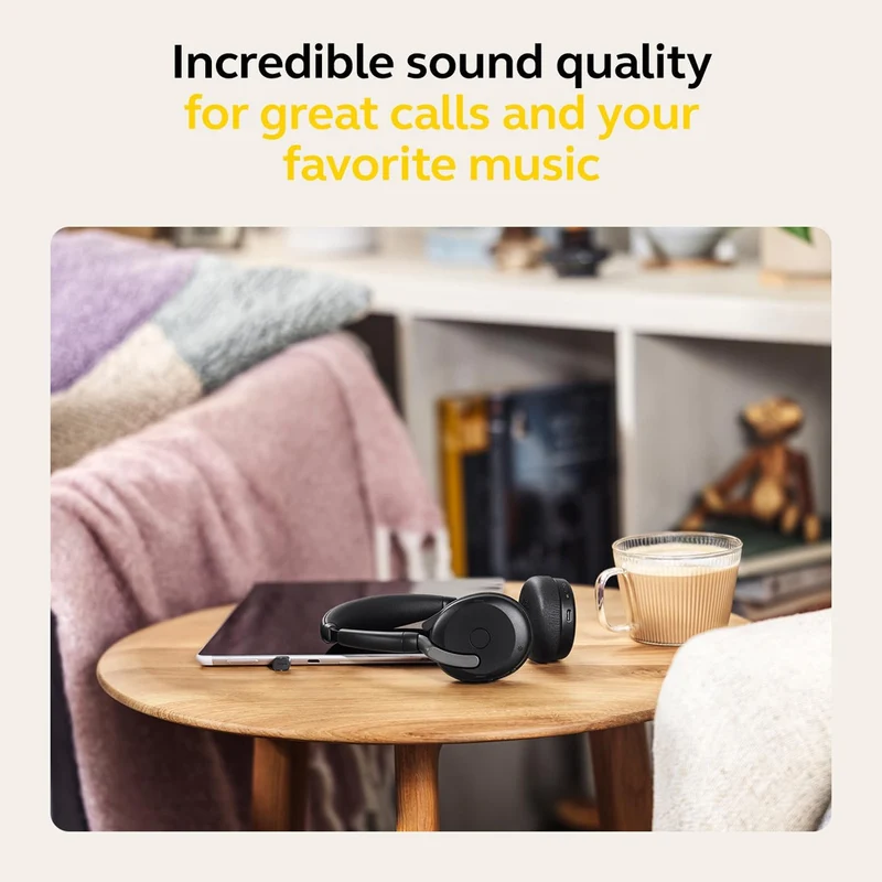 Jabra Evolve2 65 Link380/390A MS Stereo WLC ANC Wireless Foldable Headset w/ Charging Stand (Black)
