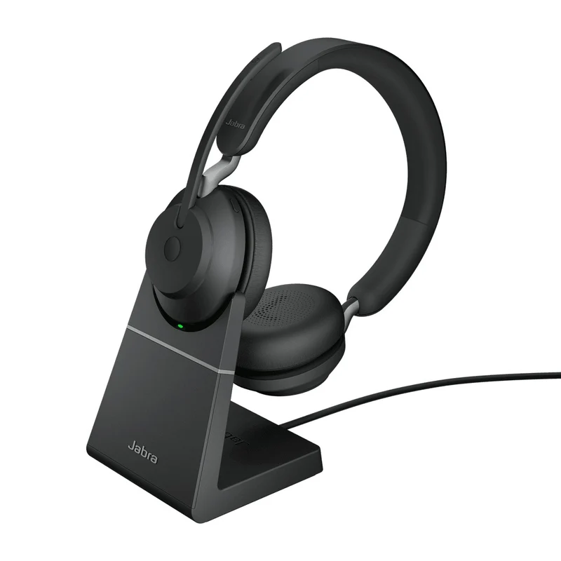Jabra Evolve2 65 Link390A UC Stereo Wireless Headset w/ Charging Stand (Black)