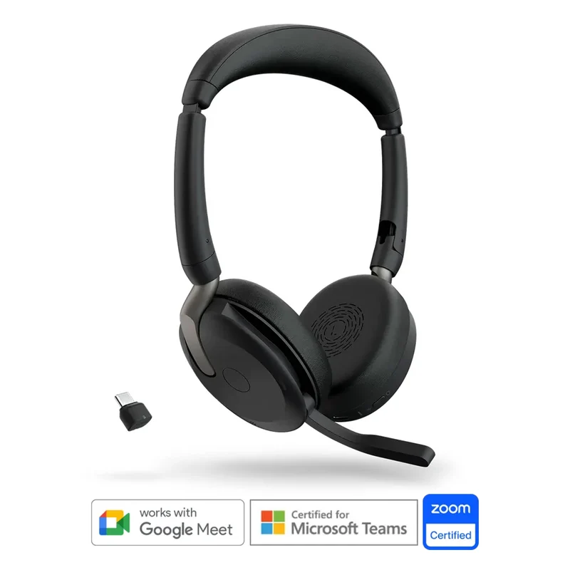 Jabra Evolve2 65 Flex Link390C UC Stereo ANC Wireless Foldable Headset (Black)