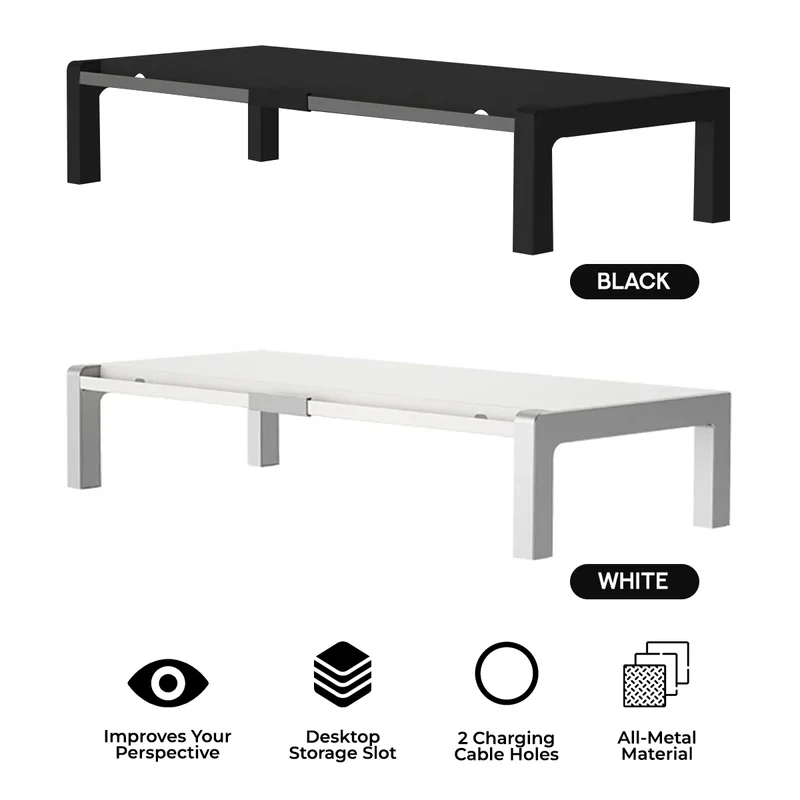 Ledetech LD-N16 All-Metal Monitor Stand - L600xW240xH110mm (Black, White)