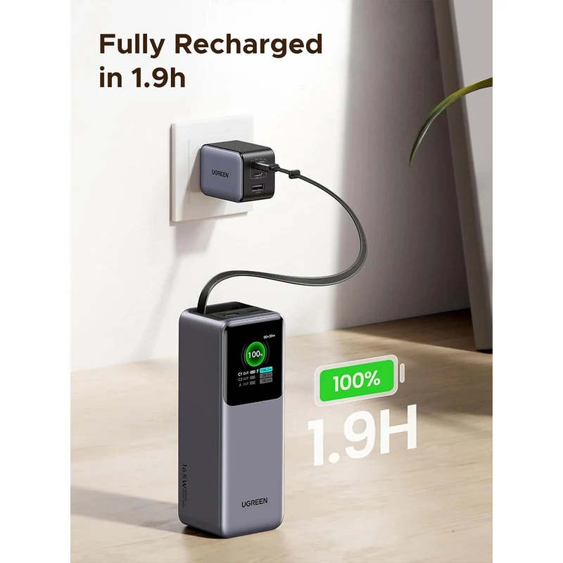 Ugreen Nexode 20000mAh 165W Power Bank with Type-C Retractable Cable (3C Version) (PB726/95670B)