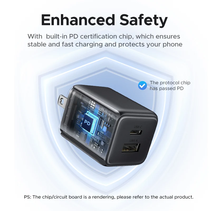 Ugreen 2-Port USB-A + USB-C 20W GaNInfinity Fast Charger (X514/55533)
