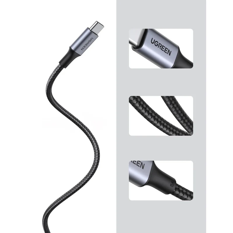Ugreen Type C 2.0 Male to Type C 2.0 Male 5A Data Cable - 0.5m (Black) (US316/20478)