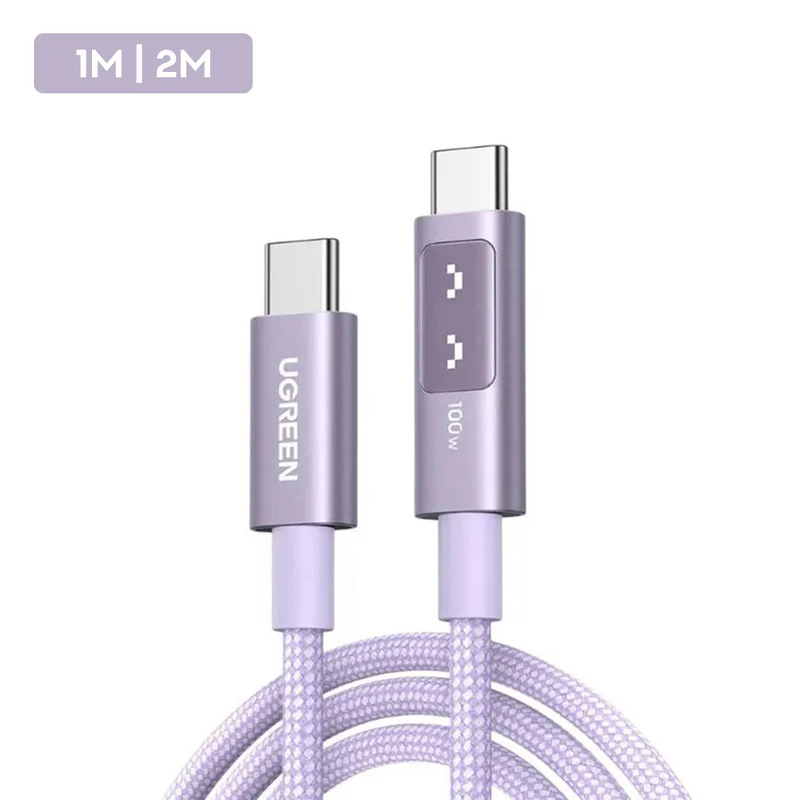 Ugreen Uno USB-C To USB-C PD 100W Fast Charging Cable - (Purple) (1m, 2m)