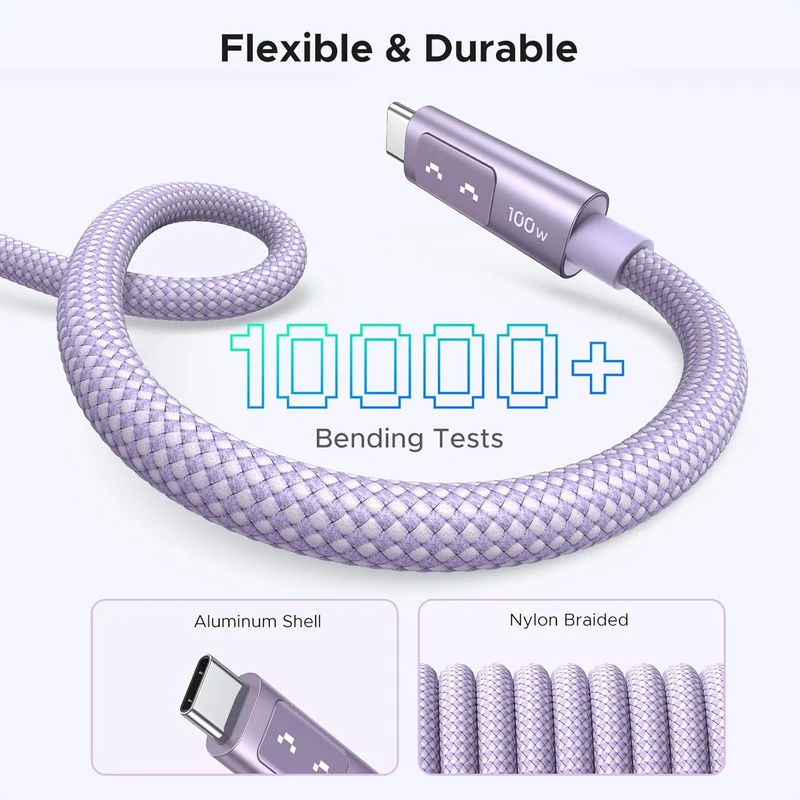 Ugreen Uno USB-C To USB-C PD 100W Fast Charging Cable - (Purple) (1m, 2m)