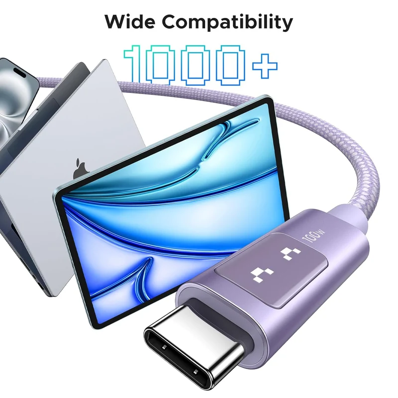 Ugreen Uno USB-C To USB-C PD 100W Fast Charging Cable - (Purple) (1m, 2m)