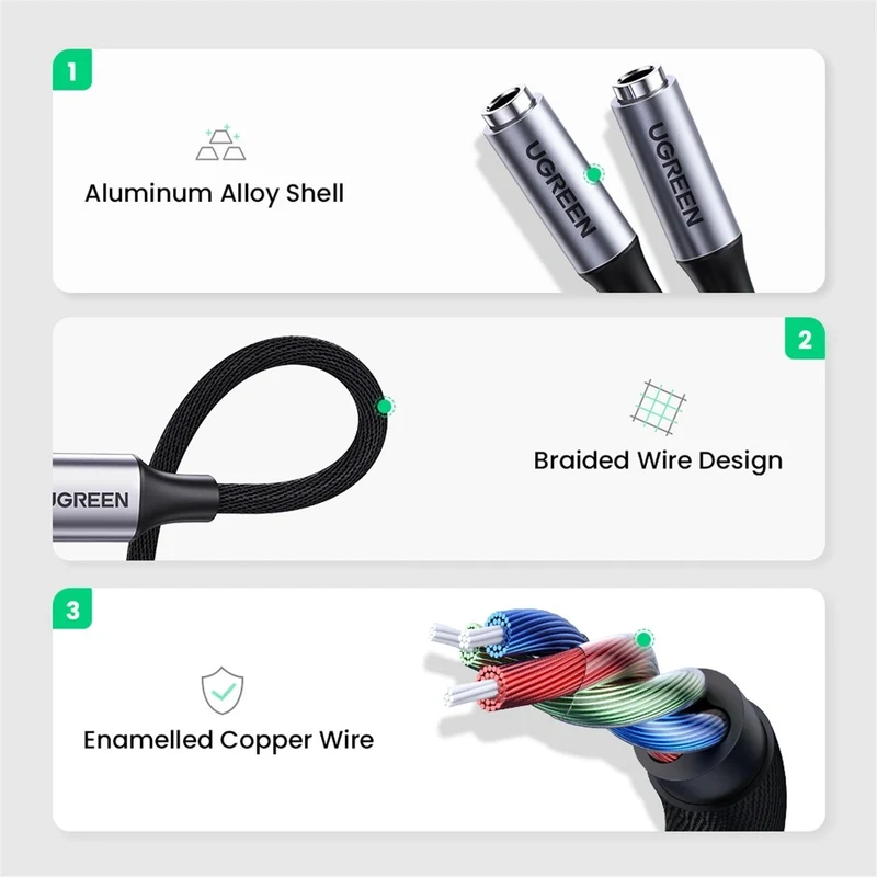 Ugreen USB-C to 3.5mm Stereo Audio Cable - 25cm (AV144/30732)