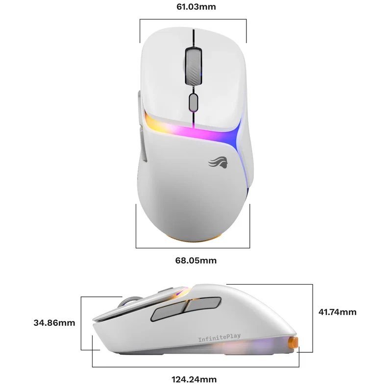 Glorious Model D3 8K Polling Ultralight RGB Wireless Gaming Mouse (White) (GLO-D3-WL-WHT)