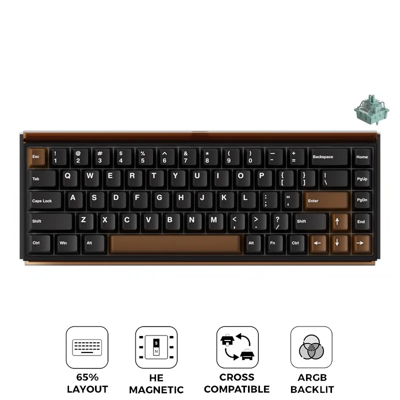Akko Ray68 RGB Wired Mechanical Keyboard (Misty Black & Brown) (Akko AstroAim Magnetic Switch) (101-RA68B-000)