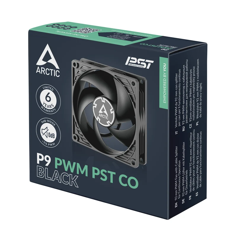 Arctic P9 PWM PST CO 92mm PWM Fan with Cable Splitter for Continuous Operation (Black) (ACFAN00299A)