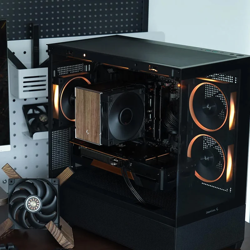 DeepCool AK500 G2 Wood Grain Top Cover CPU Cooler (Black, White)