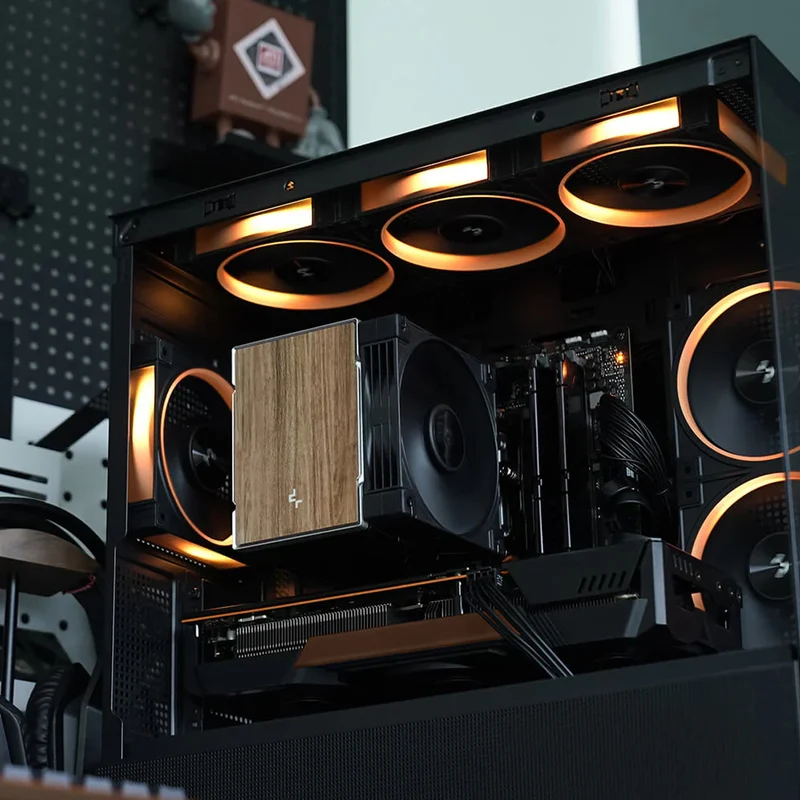 DeepCool AK500 G2 Wood Grain Top Cover CPU Cooler (Black, White)