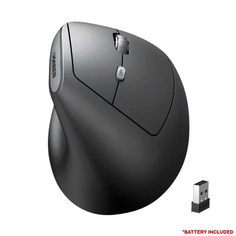 Ugreen Multi-Mode Wireless Vertical Mouse (Black) (M371/75545B)