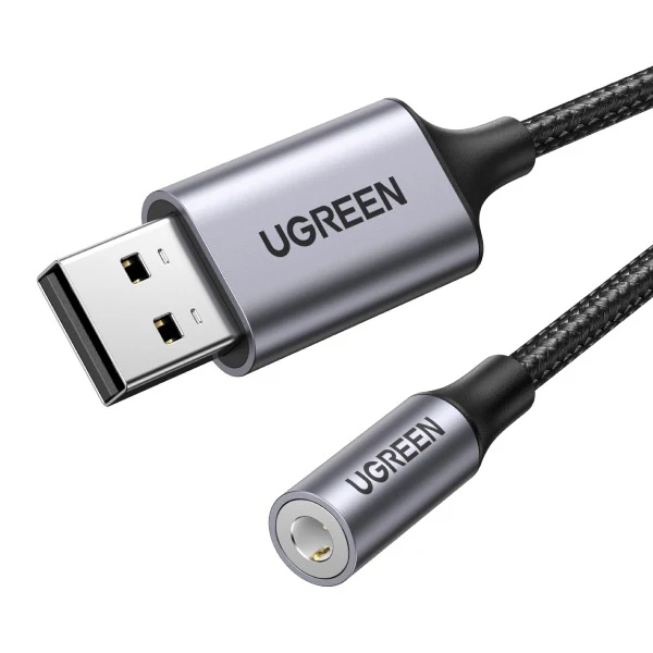 Ugreen USB-A to 3.5mm External Stereo Sound Adapter - 25cm (Dark Gray) (CM477/30757)