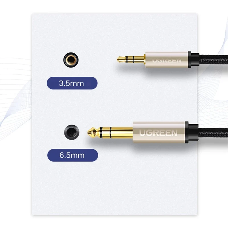 Ugreen 3.5mm Male To 6.35mm TRS Stereo Audio Cable - (Gray) (1M, 2M)