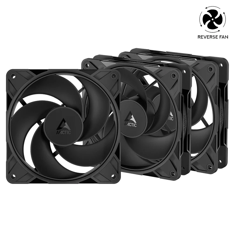 Arctic P12 Pro Reverse 120mm PWM 3-Pack Fan with Cable Splitter (Black) (ACFAN00332A)