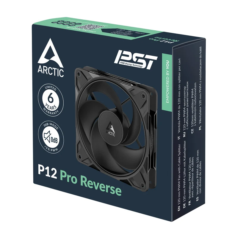 Arctic P12 Pro Reverse 120mm PWM Single Fan with Cable Splitter (Black) (ACFAN00331A)