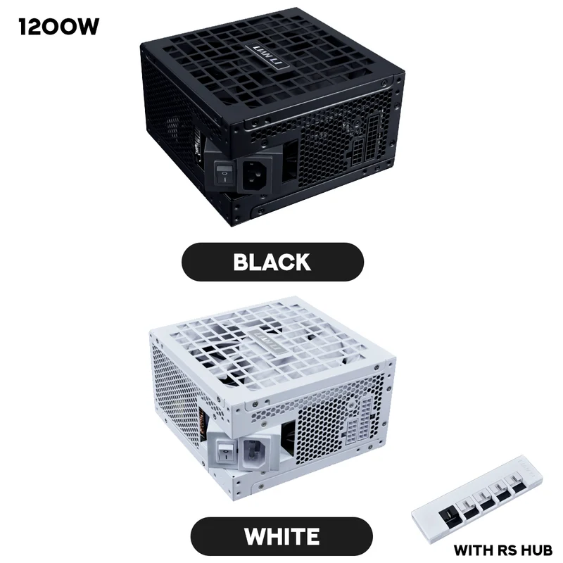Lian Li RS1200G ATX 3.1 1200W 80+ Gold Rotational Shift With RS HUB Power Supply (Black, White)