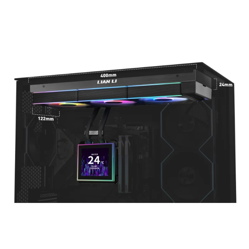 Lian Li HydroShift II LCD-S 360CL AIO Liquid Cooler With Wireless Fans (Black, White) (GHS2LCDS36CB, GHS2LCDS36CW)