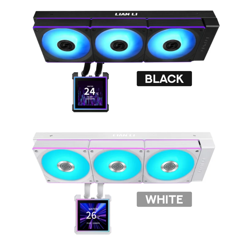 Lian Li HydroShift II LCD-S 360CL AIO Liquid Cooler With Wireless Fans (Black, White) (GHS2LCDS36CB, GHS2LCDS36CW)