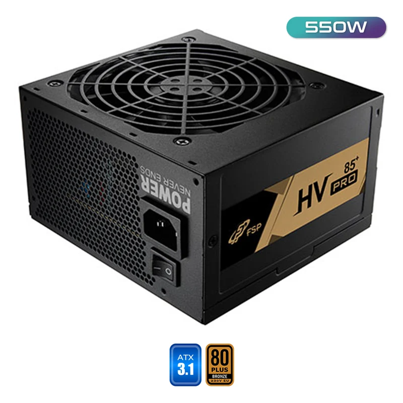 FSP HV Pro 85+ 550W 80+ Bronze ATX 3.1 Non-Modular Power Supply
