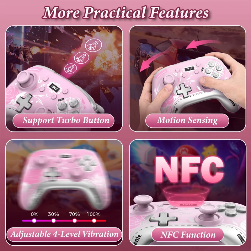 IINE Aphrodites Bloom Wireless Controller with Charging Dock for Nintendo Switch / Nintendo Switch OLED (L1035)