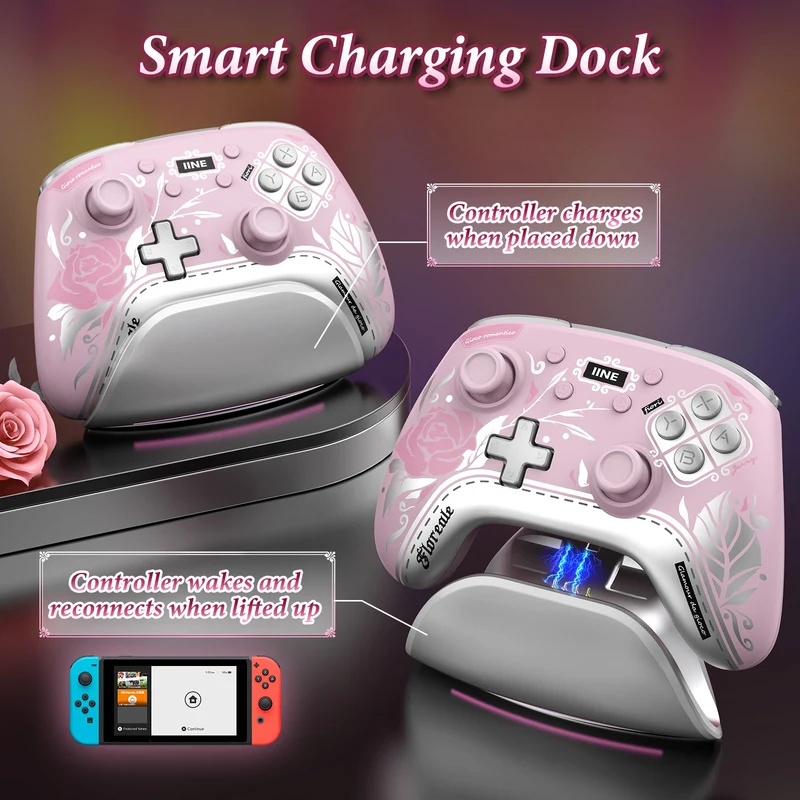 IINE Aphrodites Bloom Wireless Controller with Charging Dock for Nintendo Switch / Nintendo Switch OLED (L1035)